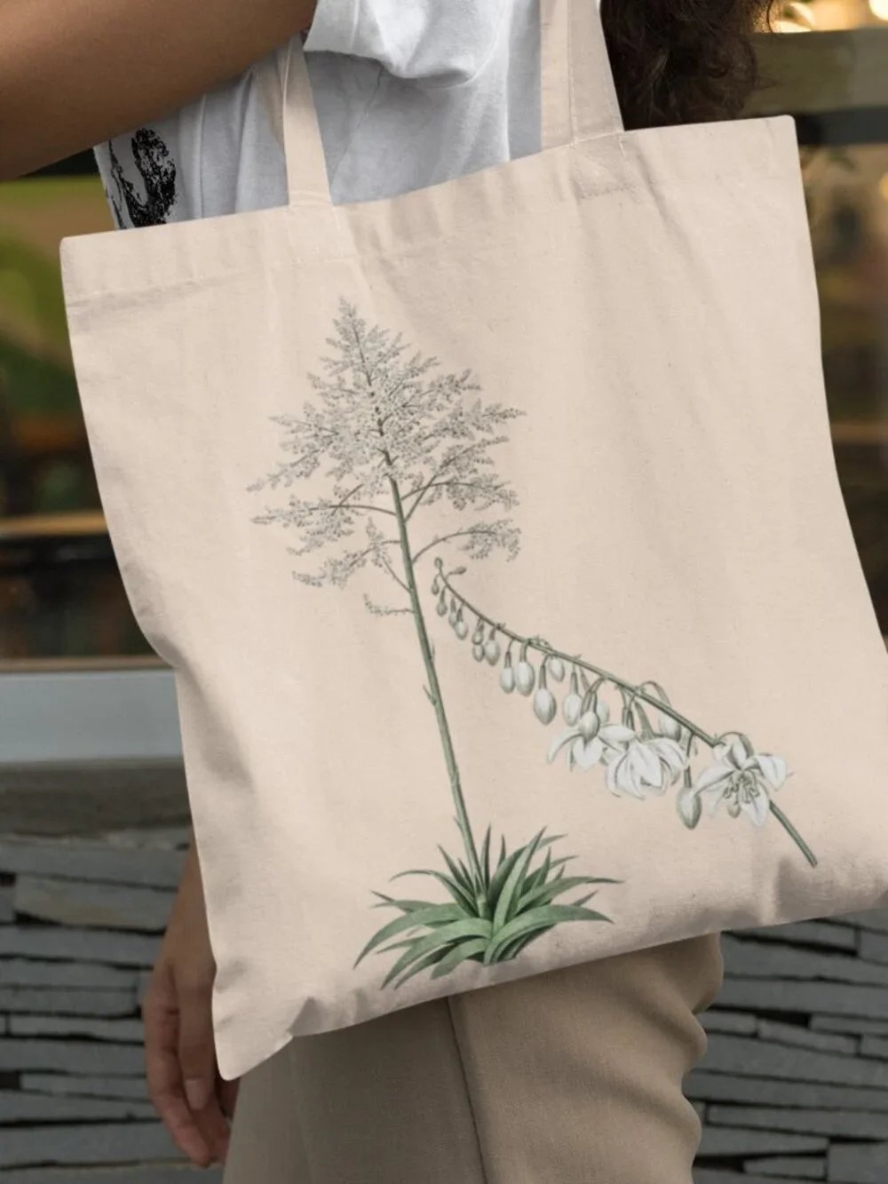 Giant Cabuya Vintage Floral Print Graphic Canvas Tote Bag